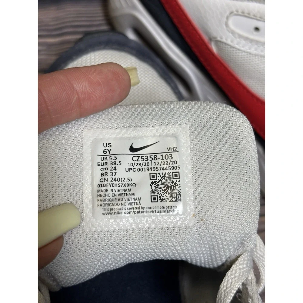 Nike Air Max 6Y Boys Girls Sneakers  White Red Black CZ5358-103 Casual Running